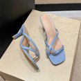 thumbnail image 6 of Nrmvnmi Women's Slippers Summer Open Toe with Clip Toehigh-Heeled Trendy High Heels Outside Wear Sandals Blue Mothers Day Gifts, 6 of 7