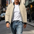 thumbnail image 3 of Men's Casual Lightweight Bomber Jacket Zip Up Stand Collar Baseball Jacket Solid Color Casual Windproof Jacket For Spring Autu Commute Casual Daily Outings, 3 of 9