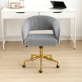 thumbnail image 6 of Westice Home Office Desk Chairs, Velvet Rolling Chair, Height Adjustable Swivel Vanity Chair, Ergonomic Chair for Study, Living Room Computer Room, Grey, 6 of 9