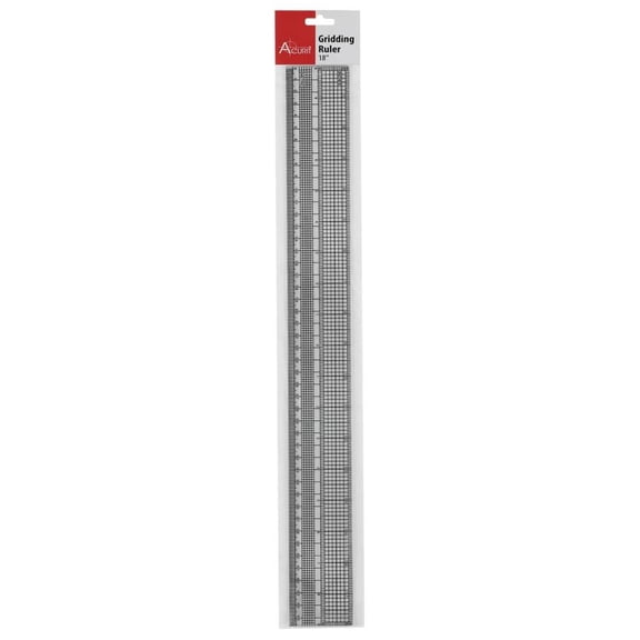 Acurit Dual Scale Grid Ruler, 18 Inch Clear 3mm Thick Ruler with Grid, Imperial and Metric Marks, Graph Ruler for Drafting, Drawing, Quilting, Sewing, Layout, Bullet Journaling and Technical Design
