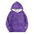 thumbnail image 5 of SGFCWSX Girls Hooded Sweatshirts Fleece Solid Color Hoodie for Kids Casual with Pockets Pullover Top Purple Size 7-8T, 5 of 5