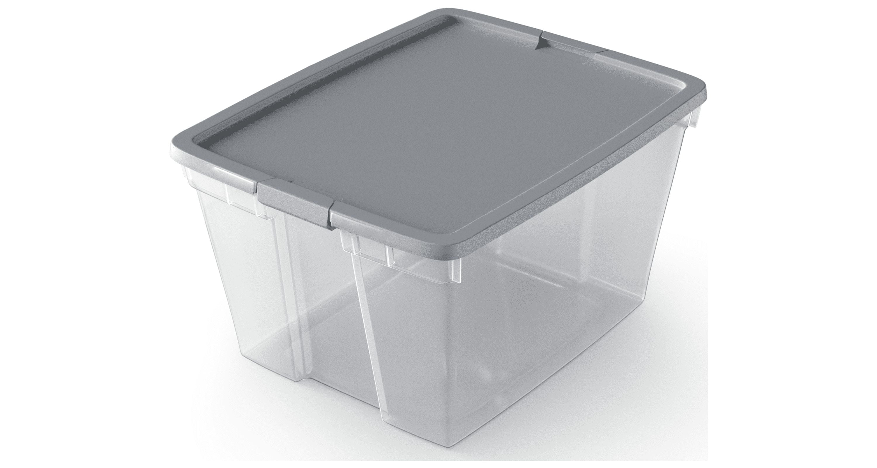 Homz 64 Qt Black Latching Lid Clear Storage Tote (3441CLBKTS.06)