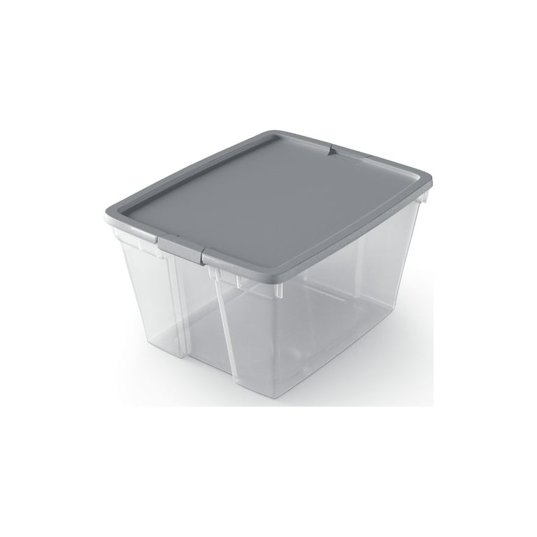 HOMZ 64 qt. Secure Latching Large Plastic Storage Bin with Gray Lid in Clear  (4-Pack) 2 x 3364CLGRTSDC.02 - The Home Depot