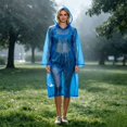 thumbnail image 2 of Adult Disposable Rain Poncho Hooded Lightweight Compact Waterproof Raincoat with Storage Pouch for Travel, Camping & Emergency, 2 of 9