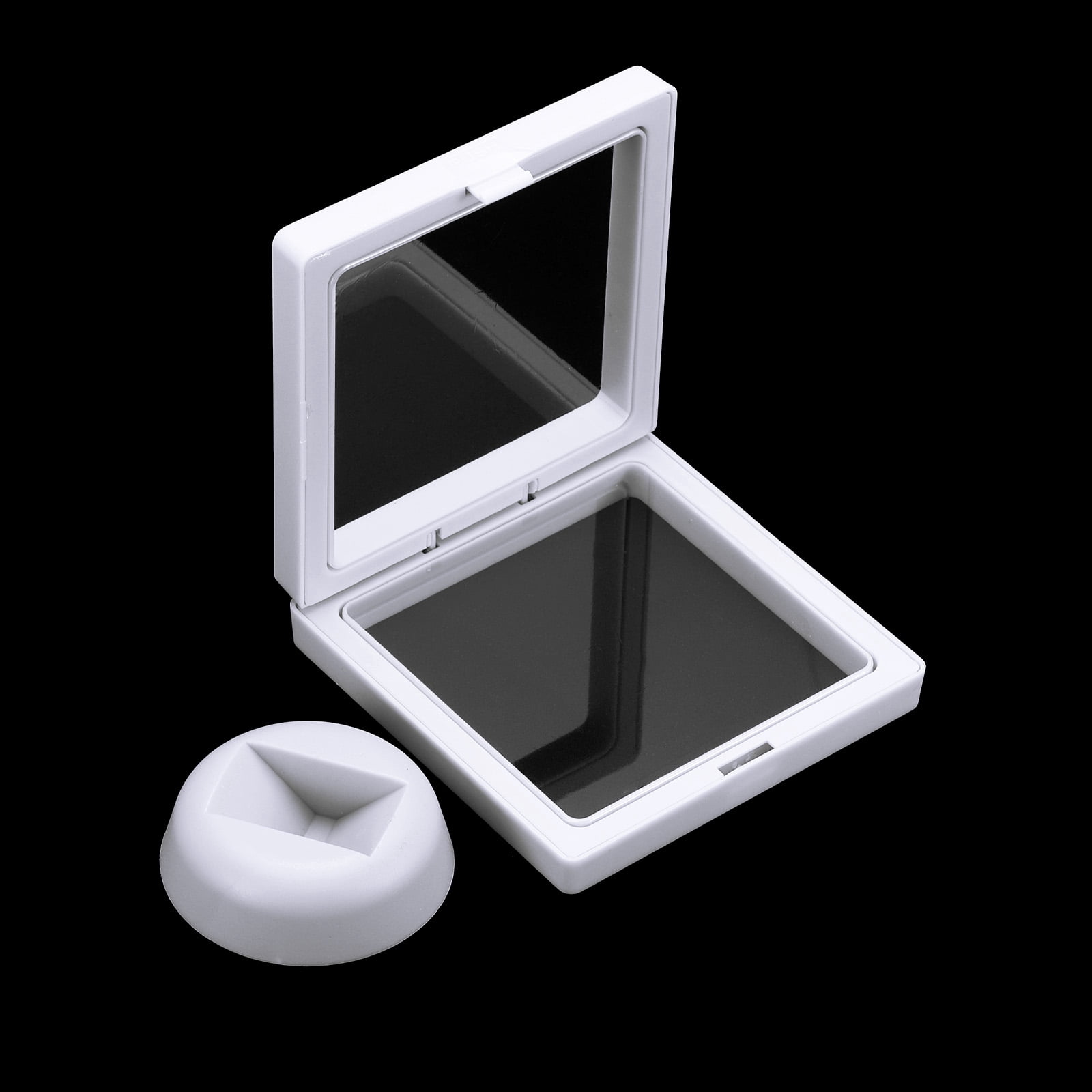Unique Bargains 4Pcs Floating Frame Display Holder Stand 3.54" x 3.54" x 0.8" White
