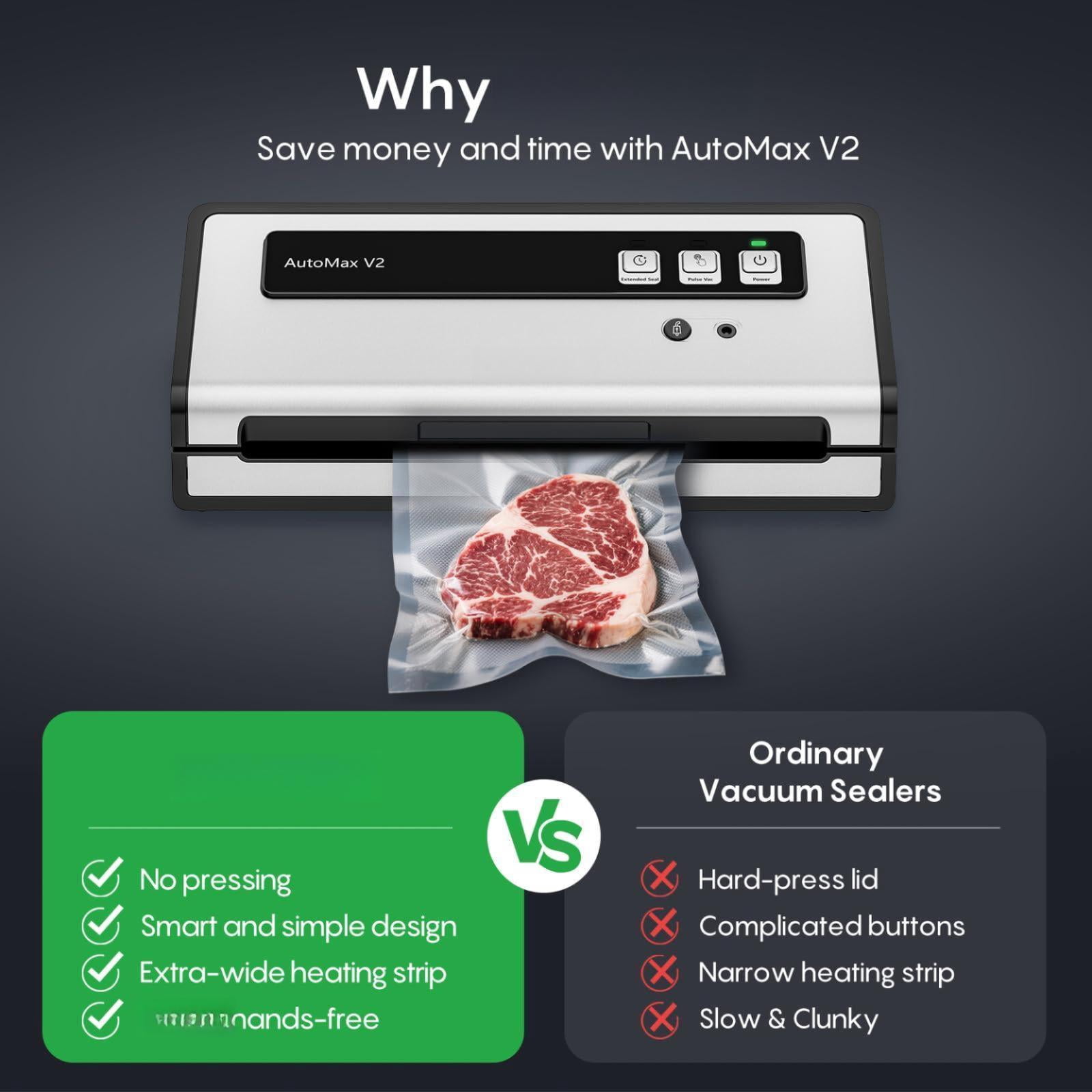Vacuum Sealer Machine Silver Black Large for Food Storage
