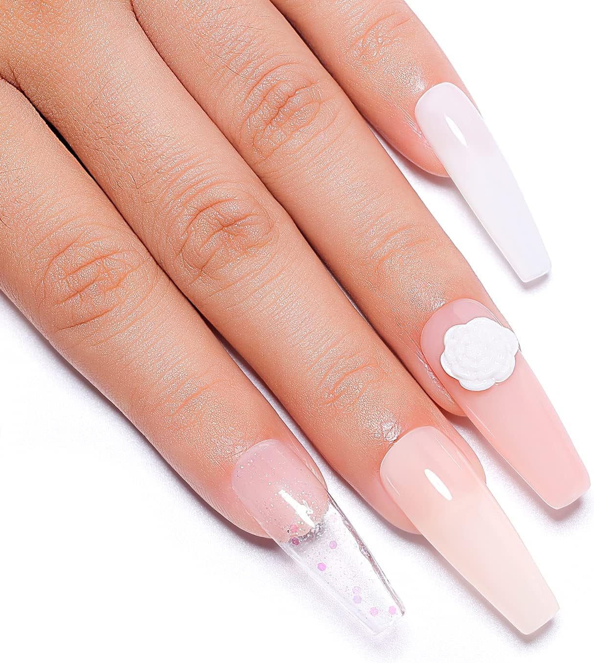AIMEILI Solid Extension Gel , 2pcs Clear Nude Nail Extension