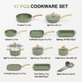thumbnail image 7 of Sophia & William 17 Pieces Cookware & Bakeware Set Granite Non-stick Aluminum Pots and Pans, Green, 7 of 7