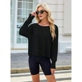 thumbnail image 2 of Women'S Long Sleeve Solid Color Loose - Fit Casual Yoga Top - Soft, Breathable for Yoga Black XXL, 2 of 8