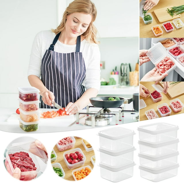 Xihbxyly Caja para Almacenar Carne de Grado Alimenticio, Conserva La Frescura En El Refrigerador, Diseño de Tapa Hermética, Apilable y Ahorra Espacio, Organización de La Cocina, Almacenamiento Frío S