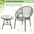 thumbnail image 3 of Costway 3PCS Patio Acapulco Furniture Bistro Set Plastic Rope Glass Table Grey, 3 of 12