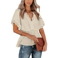 thumbnail image 1 of Blusas peplum para mujer de Joefnel Camisas babydoll Blusas de verano Tops con volantes para mujer Top peplum, 1 of 4