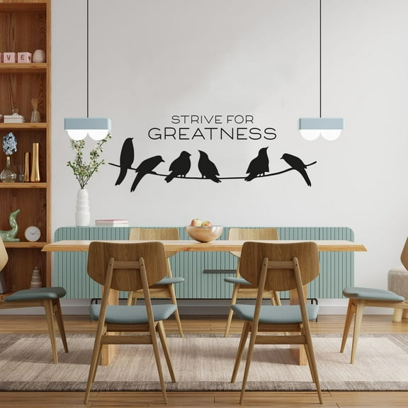 Strive For Greatness Things Quote Cute Little Birds Silhouette Decor Design Vinyl Wall Sticker Wall Art Wall Decal Boys Girls Kids Room Design Bedroom Nursery KinderHome Decoration Size (24x40 inch)