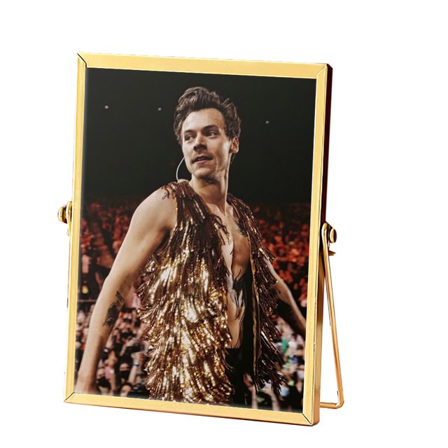 Cuadro decorativo de acrílico Imágenes de retrato a prueba de agua Adorno de acrílico de 14,5 x 19,5 cm para oficina CBS2554 Marco de metal dorado
