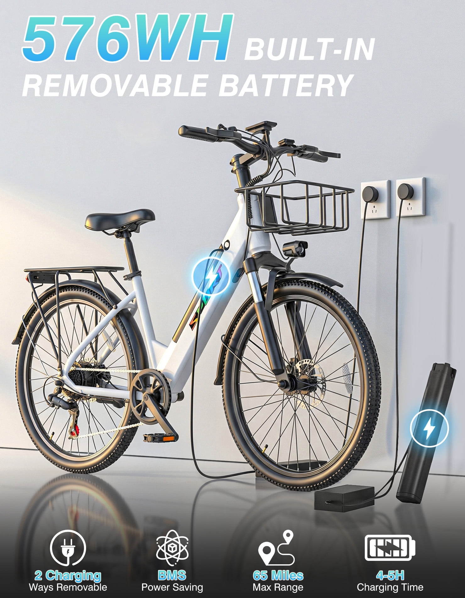 AZHAR Electric Commuter Bike for Adults,1500W ,48V10.4AH 26\" Electric Mountain Bike with 7 Speed Gears UL2849