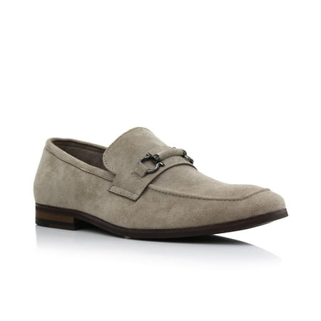 

Ferro Aldo Demitri MFA19683 Classic Moc-toe Penny Loafers with decorative Buckle in Beige Suede Men s US Size 12