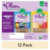 (12 pack) Plum Organics® Tots Mighty Builder Fruit & Veggie Blend Pear, White Bean, Blueberry, Date + Chia & Banana, White Bean, Strawberry + Chia 4oz Pouch-8-pack