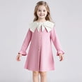 thumbnail image 2 of CPNG Girls Summer Dresses Ruffle Sleeve A-Lined Dress Bow Peter Pan Collar Long Sleeve Sleeveless Button Decor Dress, 2 of 9