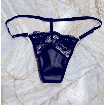 

VERY SEXY V-Hardware V-String Panty Black Faux Leather mesh Lace G-String XS