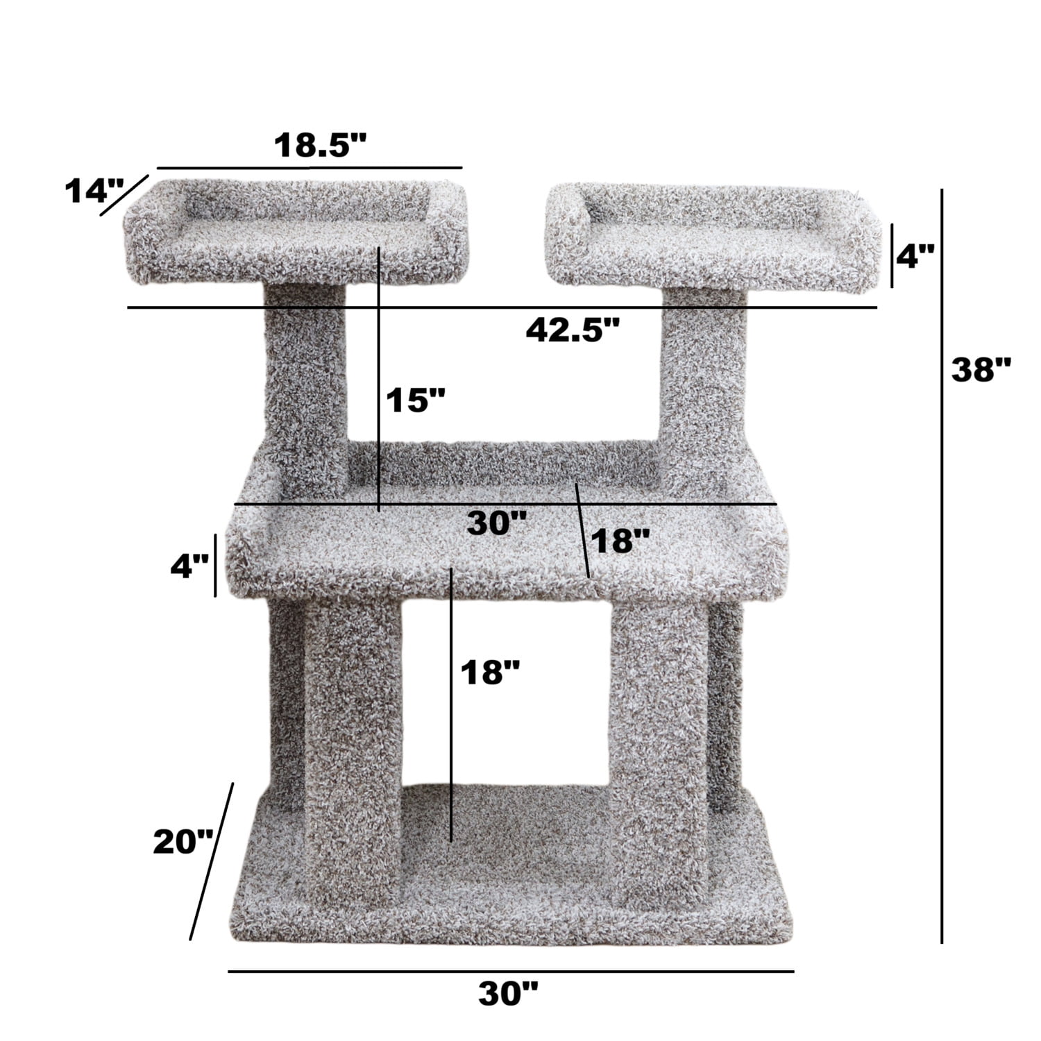 New Cat Condos Cat Tree for Large Cats & Maine Coons - Deluxe Carpeted Cat Tower Condo