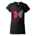 thumbnail image 2 of Wild Bobby Being Strong Is The Only Option We Have Butterfly Breast Cancer Awareness Women Standard V-Neck Tee, Black, Small, 2 of 6