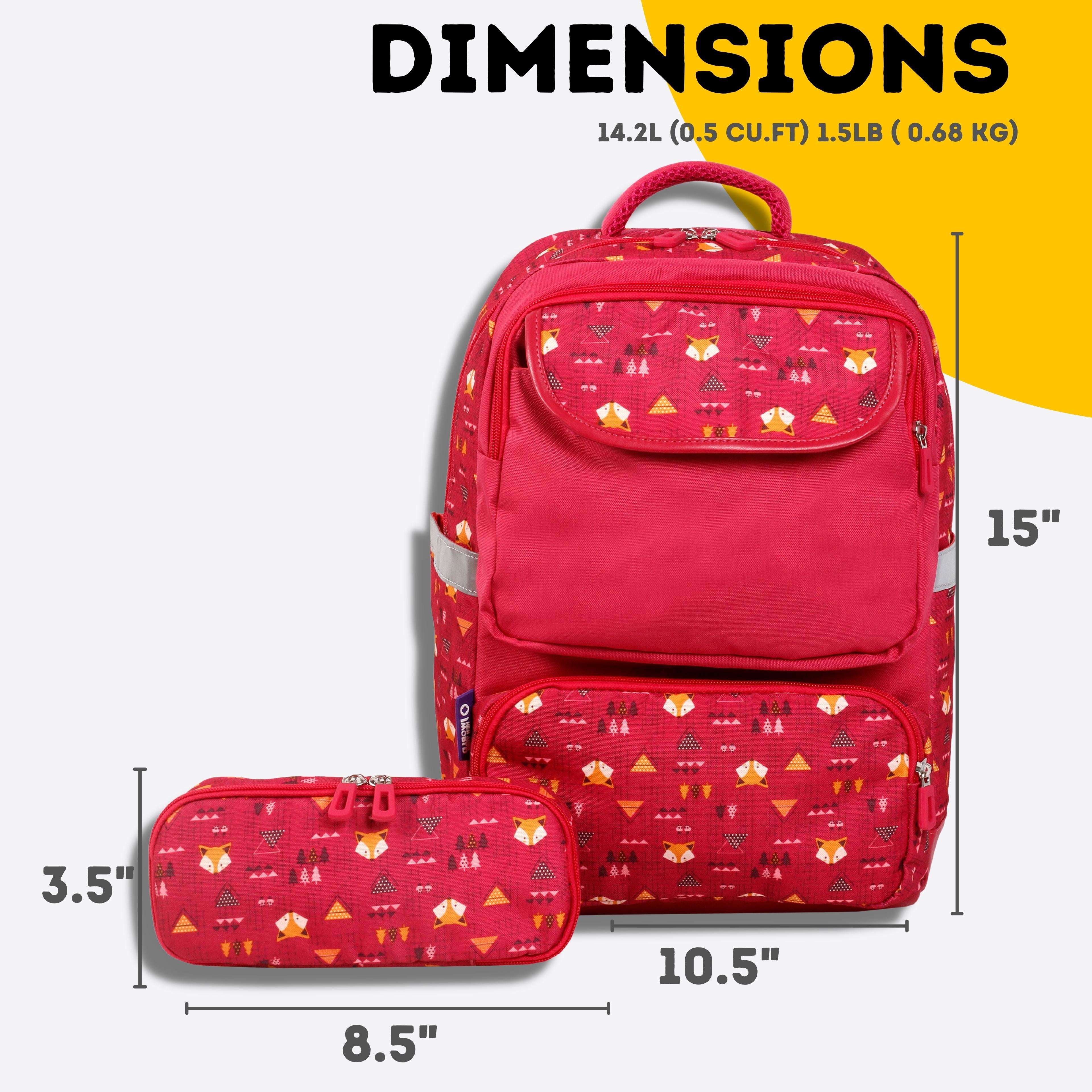 J World Boys and Girls Sprout Kids 15" Backpack with Pencil Case for School, Fox