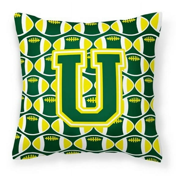 Letter U Football Green and Yellow Fabric Decorative Pillow