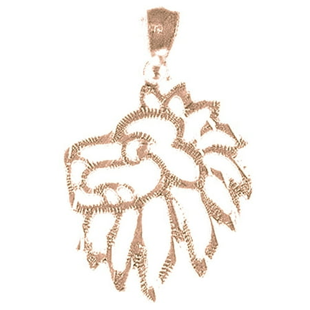 14K Rose Gold Lion Head Pendant - 29 mm