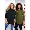 thumbnail image 5 of Roaman's Women's Plus Size Drop Needle Mockneck Lightweight Sweater Knit, 5 of 5