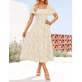 thumbnail image 2 of Vestido ZESICA para mujer, estilo bohemio, floral, midi, color albaricoque, 2 of 7