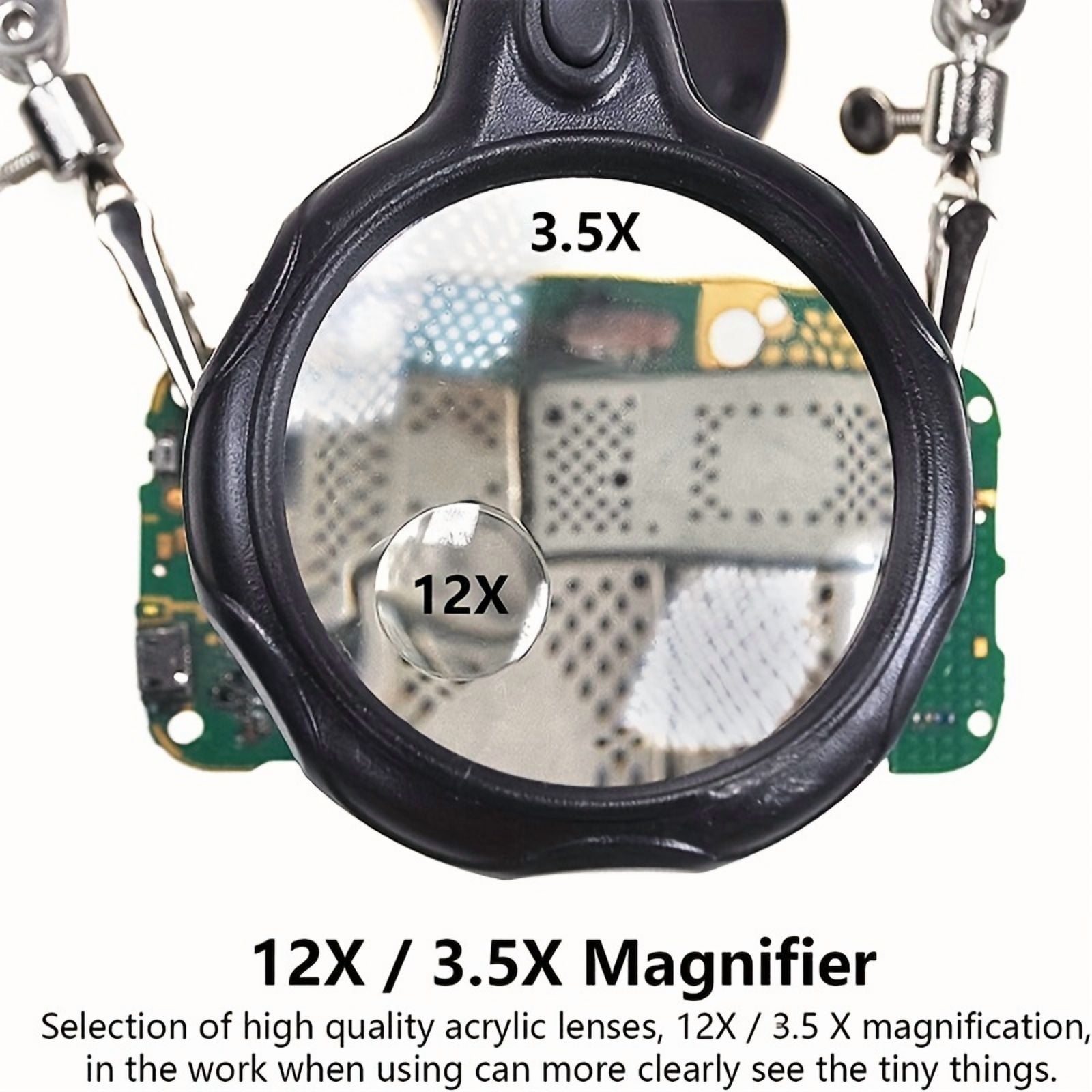 Magnifying Glass With Light Electronic Inspection Repair Auxiliary Clip Adjustable Folding Hardware Tool Mobile Phone Magnifying Glass
