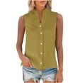 thumbnail image 4 of FDGIU Women's 2025 Summer Linen Shirts - Sleeveless Button Down Blouse, V-Neck Linen Tank Tops for Work/Casual, 4 of 6