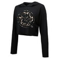 thumbnail image 2 of Women's Majestic Threads David Pastrnak-Black Boston Bruins Leopard Print Name & Number Cropped Pullover Hoodie, 2 of 3