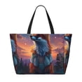thumbnail image 2 of Disketp Starry Sky Meditating Fox Bolsa de Playa de Gran Capacidad, Bolso Impermeable y a Prueba de Arena para Mujer, Ideal para Playa, Piscina y Natación, 2 of 7