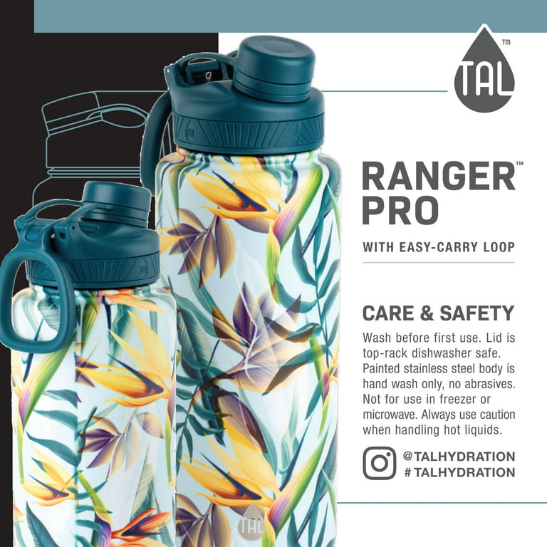 Tal Stainless Steel Ranger Water Bottle 40oz, Green Jungle