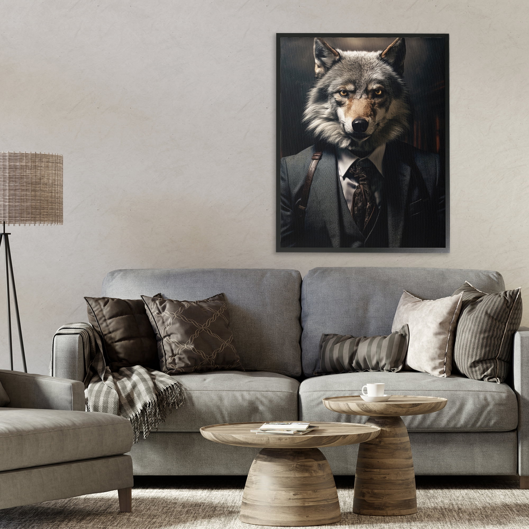Stupell Industries Trendy Wall Street Wolf Black Framed Giclee Art, design by Ray Powers