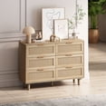 thumbnail image 3 of Shunda K 6 Drawers Dresser Particle Board Rattan Natural, 85.32 lb, 3 of 7