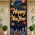 thumbnail image 3 of Golden Happy New Year Banner Fireworks Design New Year Banner Cityscape Pattern Dark Background Celebration Banner for New Year Party Holiday Celebration Eve Gathering, 3 of 9