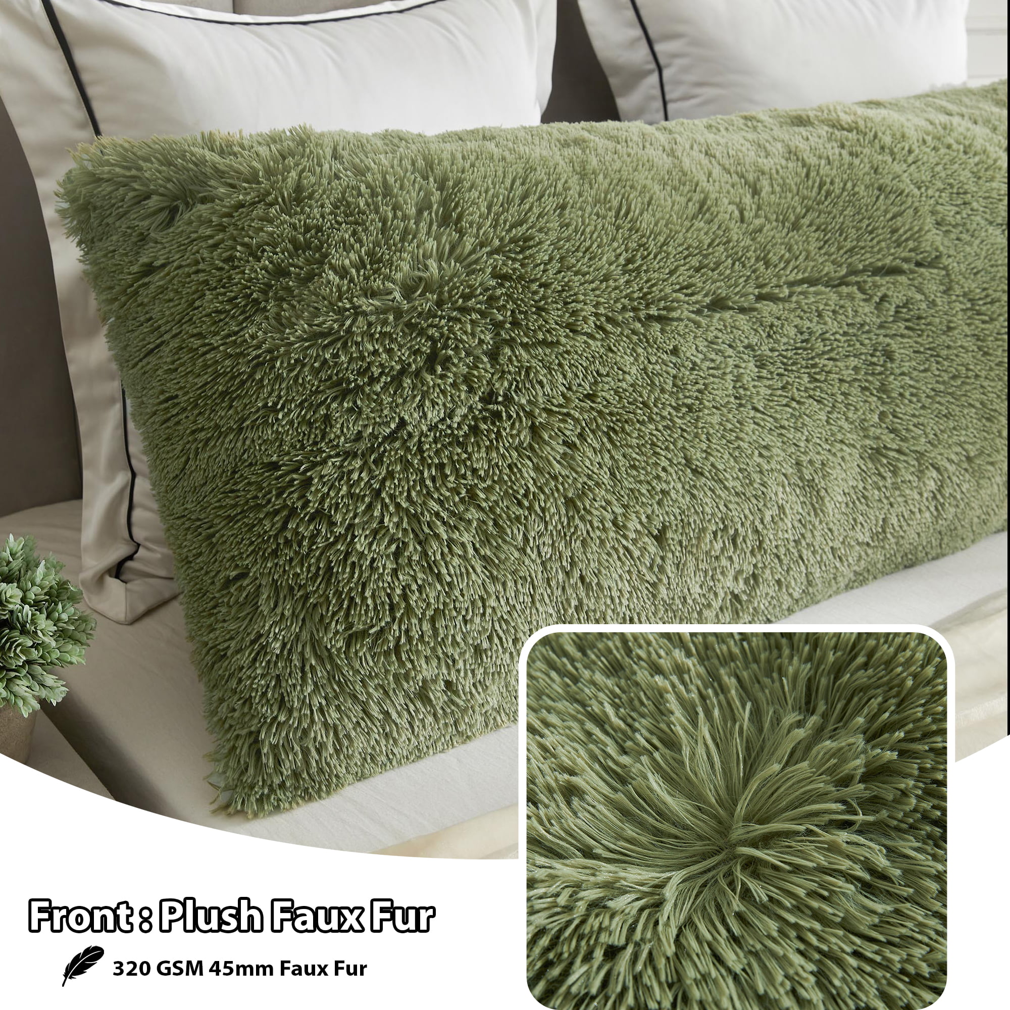 Extra Large Body Pillow Cover, Green Olive, Bronze, Cappuccino