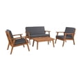 thumbnail image 1 of Linon Cooper Outdoor 4 Piece Wood Chat Set with Gray Cushions in Walnut Finish, 1 of 31