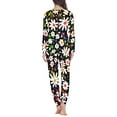 thumbnail image 3 of Renewold Women's Sleepwear Long Sleeve Top and Pants Pajama Set Lightweigth Thin Loungewear Art White Daisies Print Pajamas Size 2XL, 3 of 5