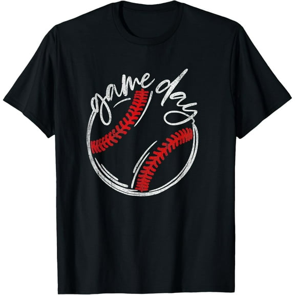 Game Day Baseball Funny Baseball Lovers Softball Life Mom T-Shirt men and women can wear, black, white, gifts