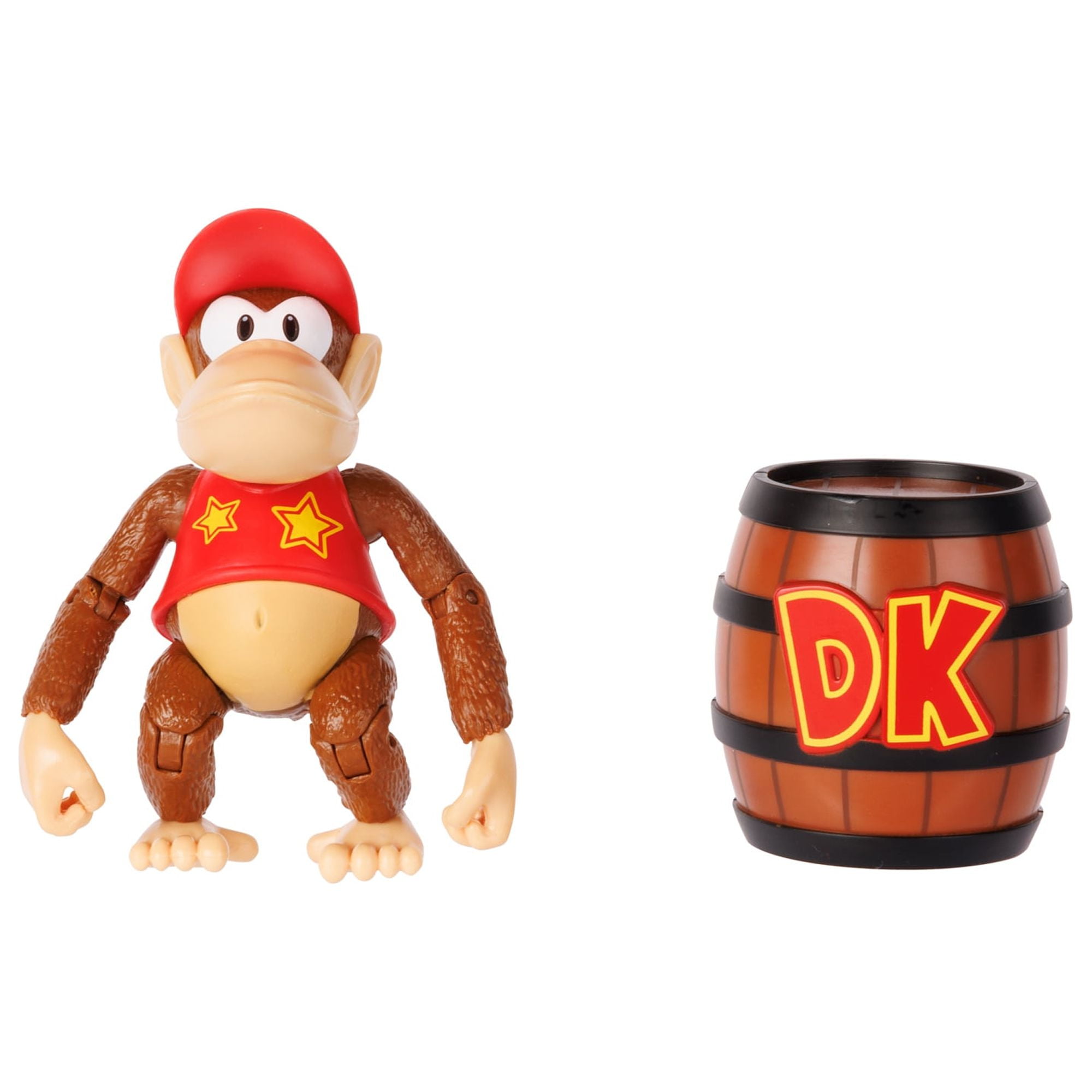 Nintendo 4 inch Diddy Kong Action Figure with Iconic Donkey Kong Barrel Accessory