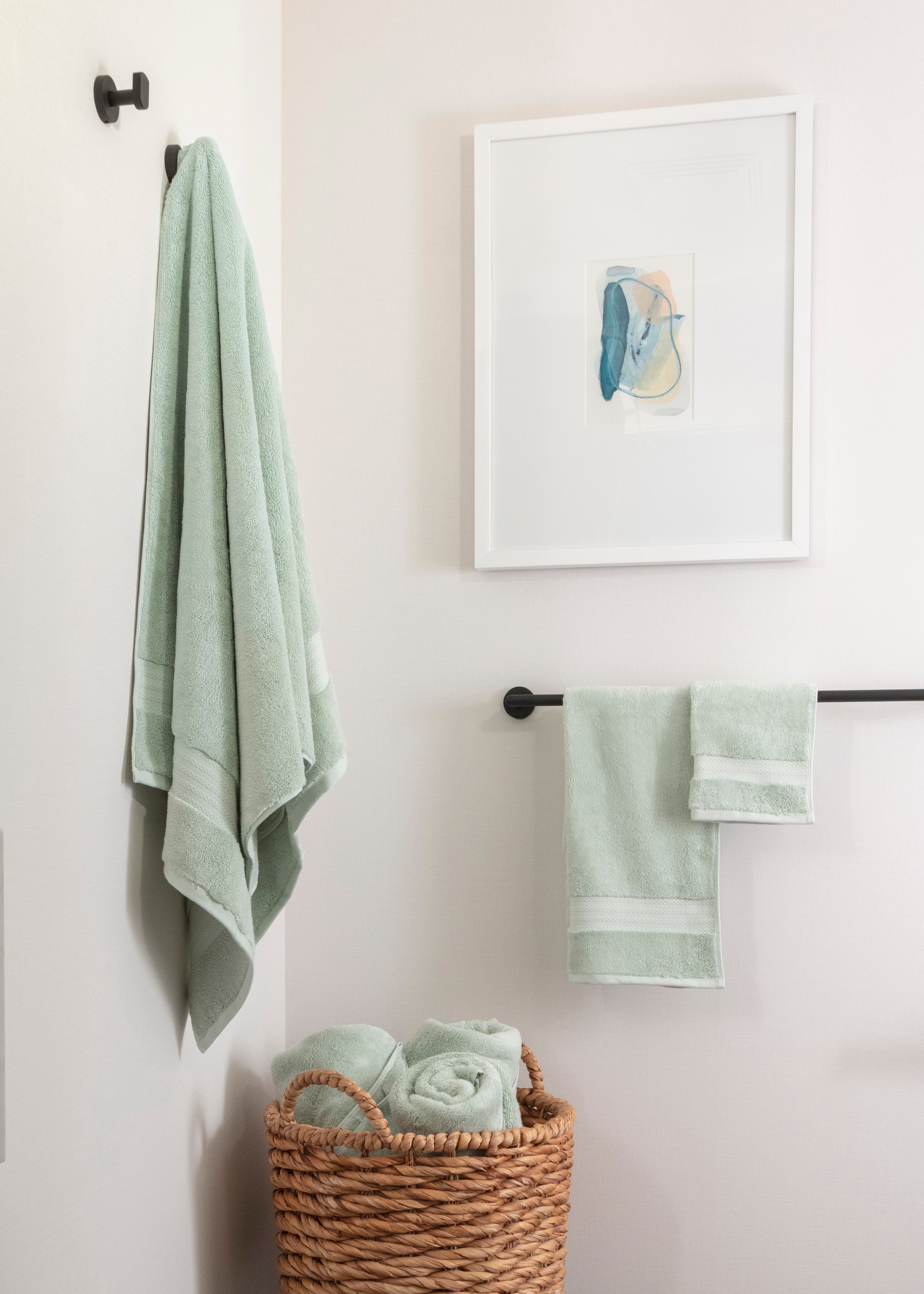 Fabdreams 100% Organic Cotton GOTS Certified 700 GSM Bathroom Towel Set of 6, 2 Bath Towels 30 x 56, 2 Hand Towels 16 x 30, 2 Wash Cloths 13 x 13, Green