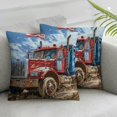thumbnail image 3 of Patriotic Truck Driver USA Flag Red White & Blue Box Trucks Throw Pillow, 3 of 7