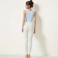 thumbnail image 6 of Women's Zip-Up Cropped Athletic Tank Top with Built-In Bra and Contoured Seam Design - Small, Light Blue, 6 of 6