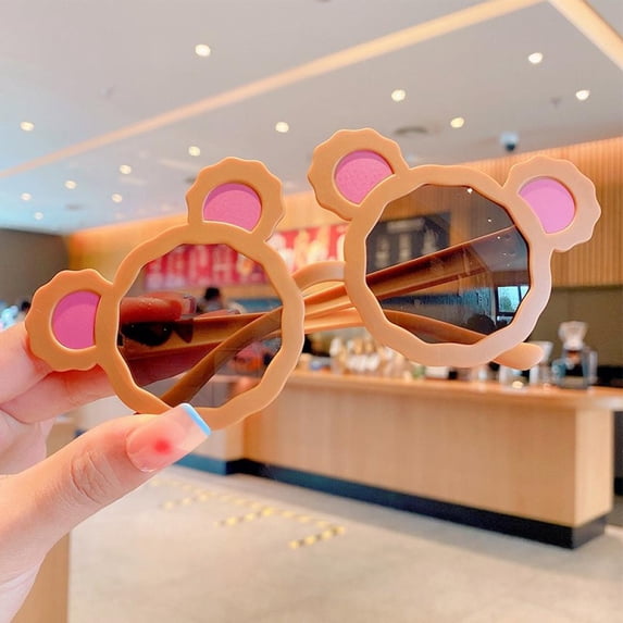 3 Pack Kids Sunglasses Children's Cute Cartoon Bear Ears Sunglasses UV Protection Party Fun Colorful Girls' Sunglasses for Toddler Baby Girl Boy