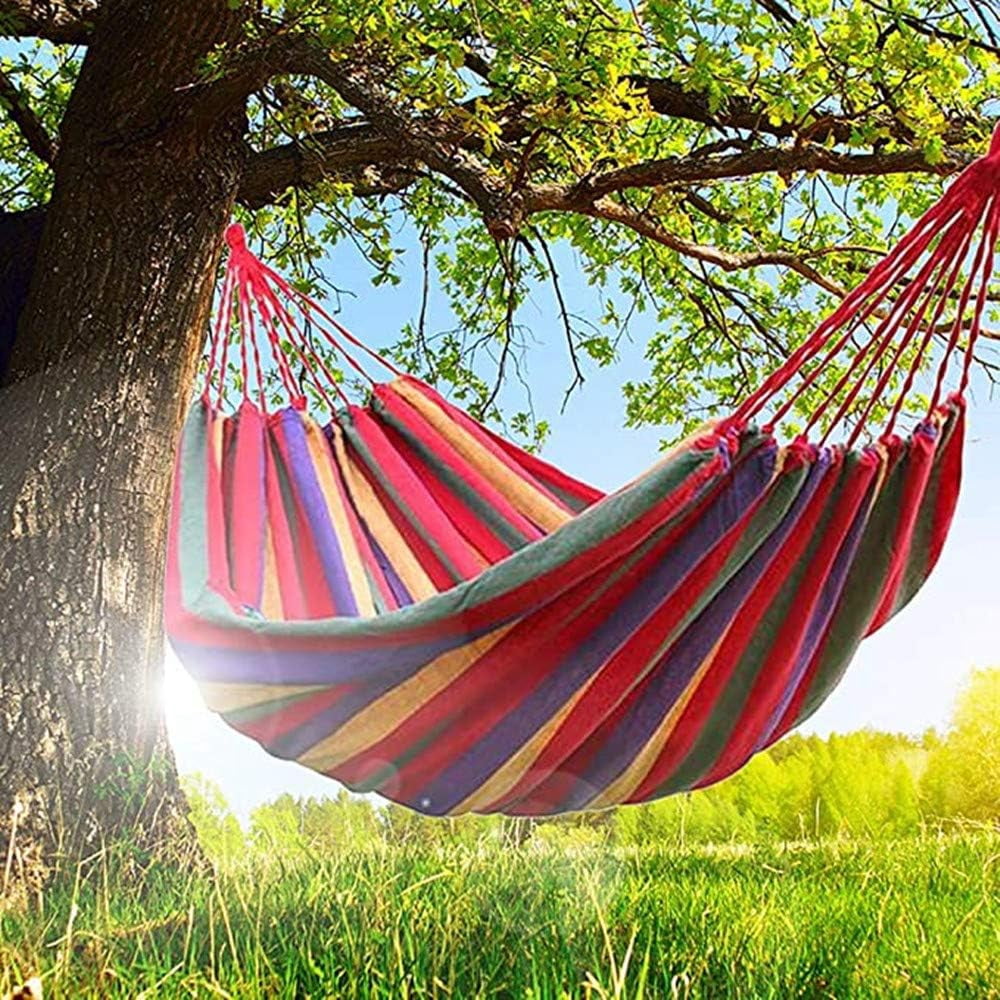 Garden Canvas Hammock Single/Two People Load Bearing 330 Lbs with Carrying Bag for Indoor Outdoor Garden Patio Park (200X80cm/red)