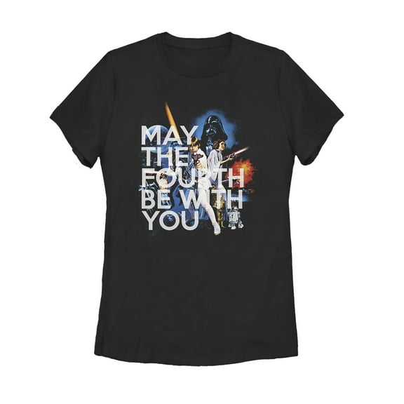 Women's Star Wars May the Fourth Classic Scene Graphic Tee Black 2X Large