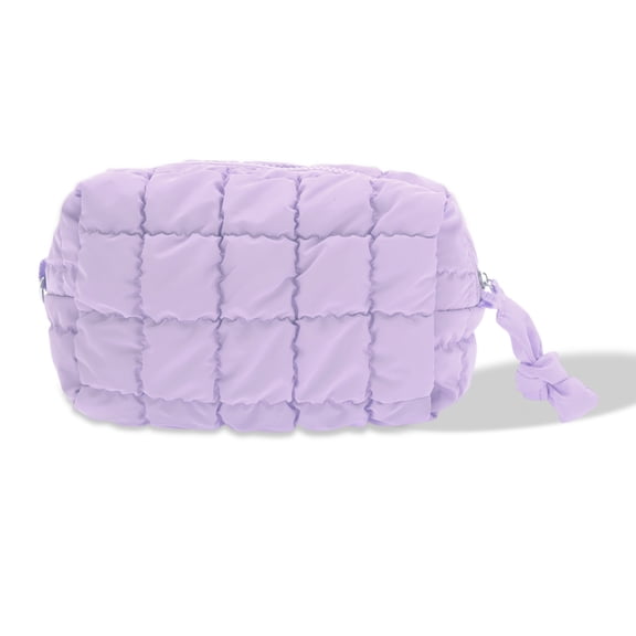Unique Bargains Makeup Bag Quilted Cosmetic Bag Toiletry Bag Makeup Organizer Travel Cosmetic Organizer Cute Makeup Pouch for Women Purple